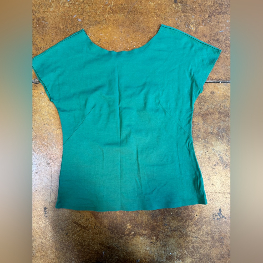 Lafayette 148 green finespun cap sleeve top tee size medium